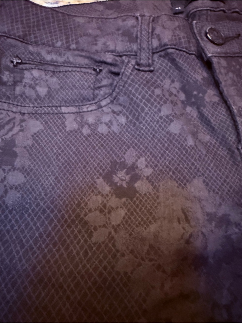 The Kooples Size 24 Short Fit Black Floral Print Skinny Jeans Stretch Designer - Picture 9 of 16